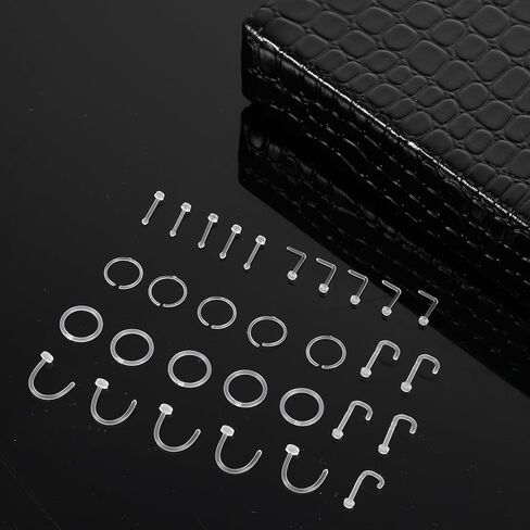 30 قطعة من حلقات ثقب الأنف الشفافة المصنوعة من الأكريليك، حلقة أنف شفافة مرنة، حلقة الشفاه، حلقات اللسان، حلقات غضروف الأذن، مريحة غير مرئية in Kuwait