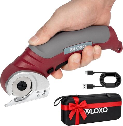 VLOXO Cordless Electric Scissors 4.2V Cardboard Cutter with Safety Lock | Lightweight Rechargeable Box Cutter for Cardboard Leather Carpet Crafts, Ideal for Arthritis and Limited Hand Strength, Grey in Saudi Arabia