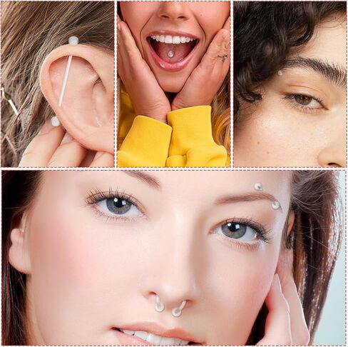 Yolev 37Pcs Clear Piercing Retainers Acrylic Clear Industrial Piercing Jewelry Nose Rings Studs Earring Retainers Plastic Nipple Piercings Eyebrow Lip Belly Earrings Tragus Cartilage Bar Jewelry in Saudi Arabia