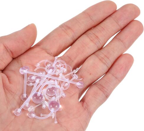 Yolev 37Pcs Clear Piercing Retainers Acrylic Clear Industrial Piercing Jewelry Nose Rings Studs Earring Retainers Plastic Nipple Piercings Eyebrow Lip Belly Earrings Tragus Cartilage Bar Jewelry in Saudi Arabia