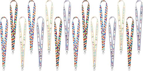 8 Pieces Autism Awareness Lanyard Puzzle Printed Lanyard with Swivel Hook Autism Lanyards for ID Badges Key Chain for Autism Asperger's Awareness Multi Color in Saudi Arabia