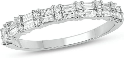 Cali Trove 1/3 Natural Diamond Ring in 14Kt White Yellow and Rose Gold | Layered Stackable Bands | Minimal Jewelry for Everyday | Anniversery Gifts | Graduation Rings | Gifts for Her in Saudi Arabia
