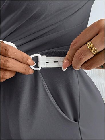 ملابس حمل نسائية من MakeMeChic مكونة من قطعتين ملابس خريفية بلوزات وسراويل غير متماثلة مجموعات مطابقة للحمل رمادي كبير in Kuwait