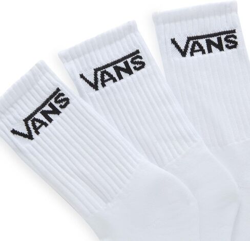 Vans Kids' Classic Crew Socks (3-Pack) | Unisex Everyday Socks for Boys & Girls, Soft & Stretchy Fabric, Great for High-Top Shoes, White, 10-13.5 in Saudi Arabia