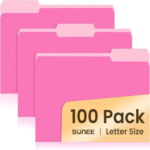 SUNEE File Folders Letter Size Assorted Colors, 100 Pack Manilla Folders 8.5 x 11 1/3-Cut Tabs, Colored File Folders Office Home School for Documents Files Paper in Kuwait
