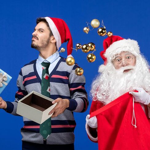 2PCS Christmas Costume Accessories for Mens Green Tie Santa Hat Adults Vacation Holiday Party 1980s Movie Cosplay Set in Saudi Arabia