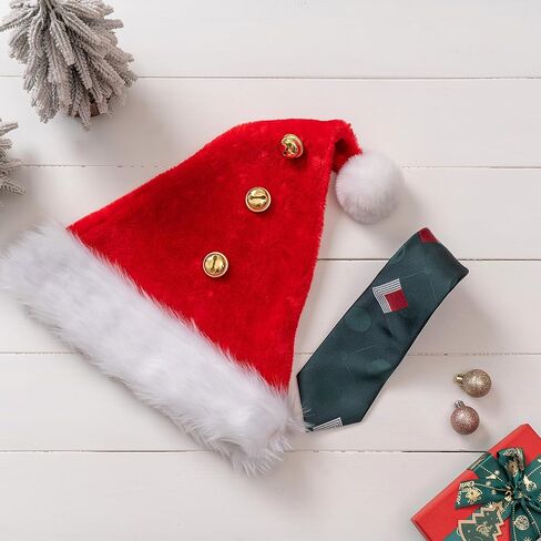 2PCS Christmas Costume Accessories for Mens Green Tie Santa Hat Adults Vacation Holiday Party 1980s Movie Cosplay Set in Saudi Arabia
