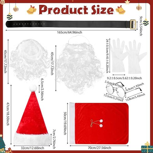 7 Pcs Christmas Santa Claus Costume Accessory Set - Santa Belt, Bag, Beard Wig, Gloves, Xmas Hat, Glasses for Adult in Saudi Arabia