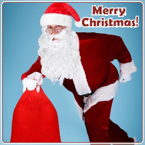 7 Pcs Christmas Santa Claus Costume Accessory Set - Santa Belt, Bag, Beard Wig, Gloves, Xmas Hat, Glasses for Adult in Saudi Arabia