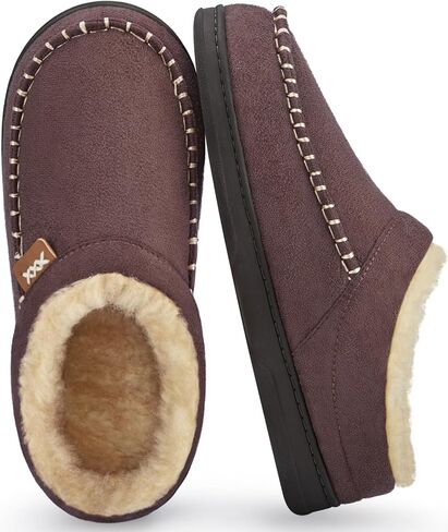 ATHMILE Mens House Shoes Fuzzy Warm Moccasin Memory Foam House Slippers for Men Cozy Winter Mens Slippers for Home Bedroom Indoor Outdoor in Kuwait