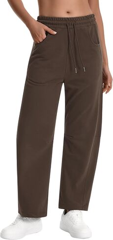 Auriviz Womens Barrel Sweatpants Drawstring High Waisted Wide Leg Pants Baggy Casual Workout Sweat Pants 28‘’ Inseam in Saudi Arabia