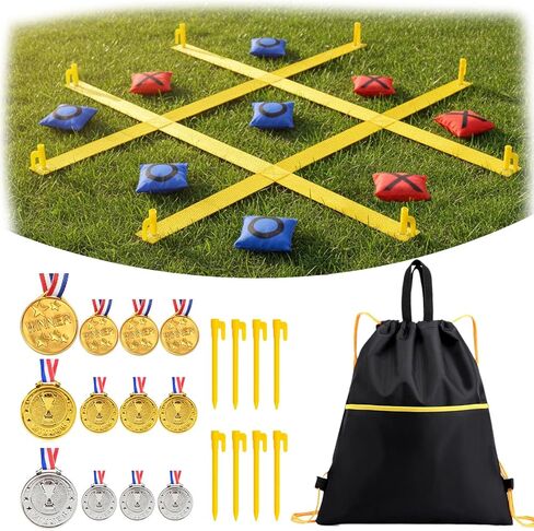 Tic Tac Toe Game - 4 Ft x 4 Ft Giant Bean Bag Toss Tic Tac Toe Outdoor Game for Backyard, Camping, Lawn, Fun Outdoor Games for The Family and Kids - Portable Yard Game Requires No Assembly in Kuwait