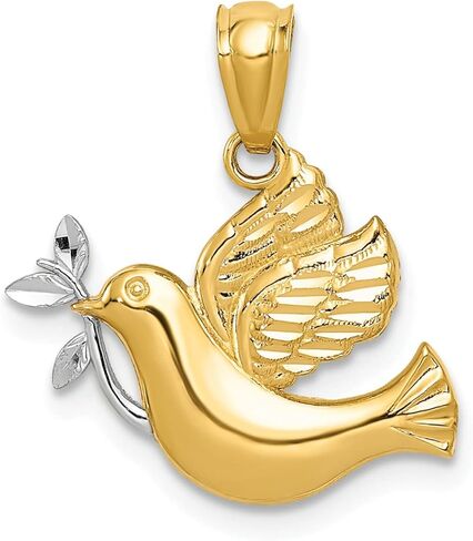 14K Two Tone Gold Holy Spirit Dove Charm Religious in Saudi Arabia