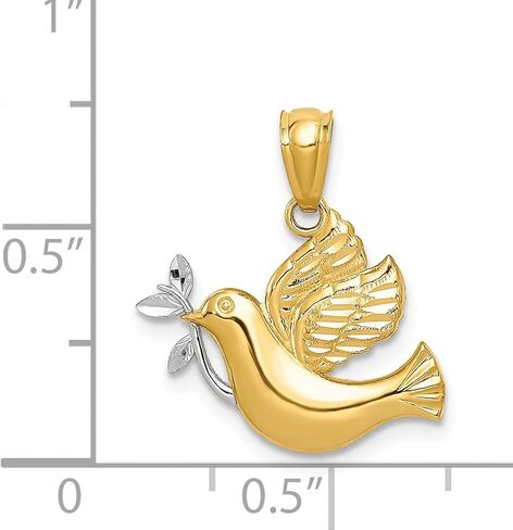 14K Two Tone Gold Holy Spirit Dove Charm Religious in Saudi Arabia
