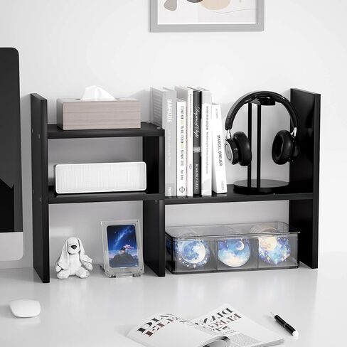 Jerry & Maggie Desktop Organizer Office Storage Rack Adjustable Wood Display Shelf, White, 5 Units, 16"L x 15.8"H x 6.8"W in Kuwait