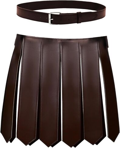 JIAHG Halloween Medieval PU Leather Roman Soldier Armor Skirt Gothic Viking Adjustable Buckle Tassel Belt for Warrior Cosplay in Saudi Arabia
