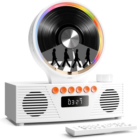 Desktop CD Player with Speakers, ROADOM Bluetooth CD Player with Hi-Fi Stereo Sound, Remote Control, Supports CD/Bluetooth/FM Radio/USB/AUX/Timer/Repeat in Kuwait