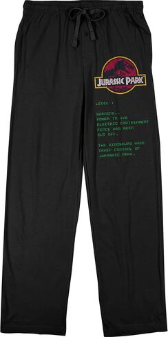 Bioworld Jurassic Park Dinosaur Logo and Warning Code Men's Black Graphic Sleep Pajama Pants in Saudi Arabia