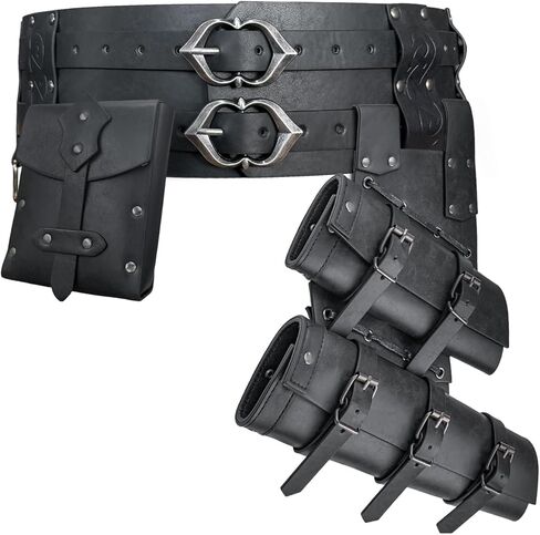 3PCs Medieval Fanny Pack Accessory Set, Renaissance Fanny Pack, Vintage Viking Wide Belt for LARP Events in Kuwait