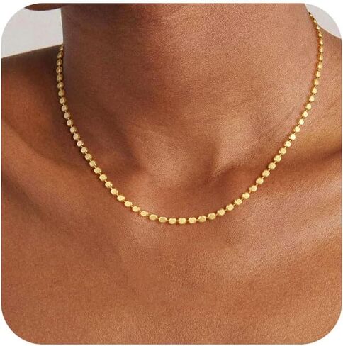 Hothty Gold Layered Charm Necklaces for Women, Dainty Stackable Simple Waterproof Choker Necklace Seashell Pearl Beach Necklaces Set Jewelry Gifts in Saudi Arabia