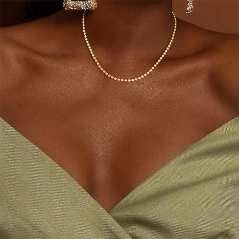 Hothty Gold Layered Charm Necklaces for Women, Dainty Stackable Simple Waterproof Choker Necklace Seashell Pearl Beach Necklaces Set Jewelry Gifts in Saudi Arabia