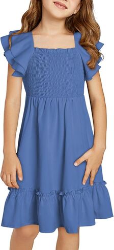 Girls Summer Dresses Tween Short Sleeve Formal Flower Girl Dress Teen Sundress Size 6-15 Years Old in Saudi Arabia