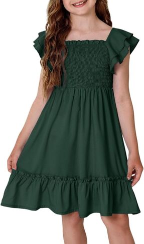 Girls Summer Dresses Tween Short Sleeve Formal Flower Girl Dress Teen Sundress Size 6-15 Years Old in Saudi Arabia