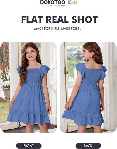 Girls Summer Dresses Tween Short Sleeve Formal Flower Girl Dress Teen Sundress Size 6-15 Years Old in Saudi Arabia
