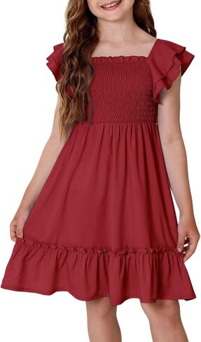 Girls Summer Dresses Tween Short Sleeve Formal Flower Girl Dress Teen Sundress Size 6-15 Years Old in Saudi Arabia