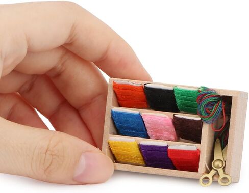 Cutemini Dollhouse Accessories Miniature Sewing Tool Kit 1:12 Sewing Room Accessories Sewing Basket Simulation Model Dollhouse Decorations (C) in Kuwait