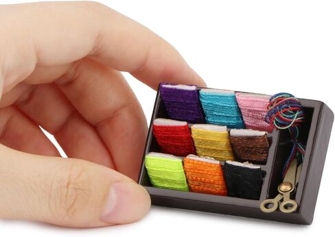 Cutemini Dollhouse Accessories Miniature Sewing Tool Kit 1:12 Sewing Room Accessories Sewing Basket Simulation Model Dollhouse Decorations (C) in Kuwait