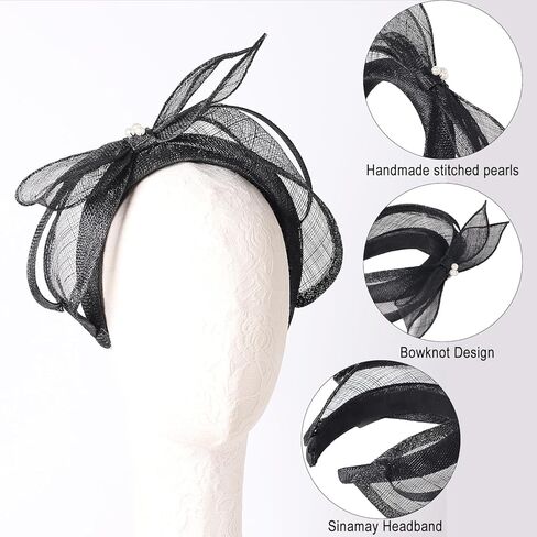 Women's Fascinators Hats Wedding Sinamay Headband Church Cocktail Dresses Headwear Tea Party Hat Accessories in Saudi Arabia