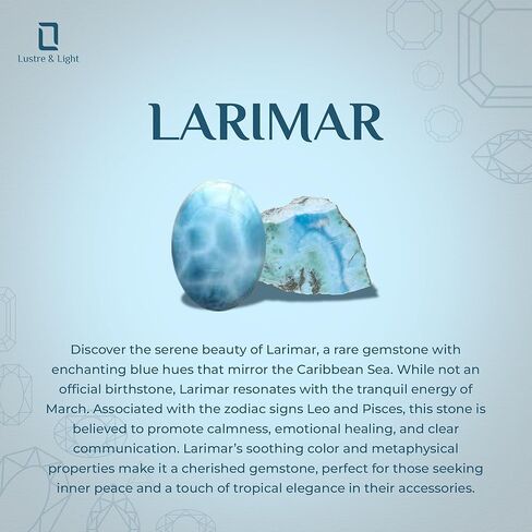 Natural Larimar Stackable Ring for Women in Sterling Silver, Leo, Pisces Zodiac Jewelry Gifts for Her (Round, Oval, Pear) in Saudi Arabia