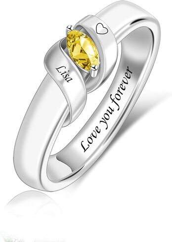 MissNaNa Mothers Ring With 1/2/3/4/5/6 Birthstones Personalized Engraved Name Rings for Women Stacking Birthstone Ring for Mom Grandma Daughter Wife Birthday Christmas Gift in Saudi Arabia