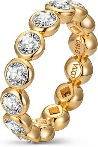 Created with Swarovski® Crystals 14K Gold Plated Stackable Rings, Bezel Set Pinky Ring Wedding Bands Promise Rings Eternity Band Rings for Women Birthday Anniversary Christmas Valentine's Day in Saudi Arabia