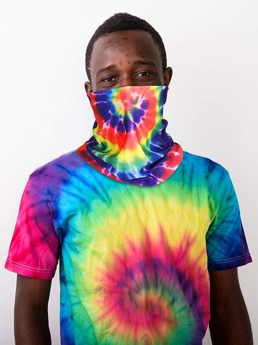 9 Pieces Hippie Tie Dye Bandana Headband Head Tie Neck Gaiter Face Mask Non Slip Hippie Costume Set Gay Rainbow Sun Protection Mask in Saudi Arabia