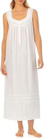 Eileen West Sleepwear & Loungewear for Women - Dobby Stripe Collection - 100% Cotton Lightweight Breathable Long Nightgown in Saudi Arabia