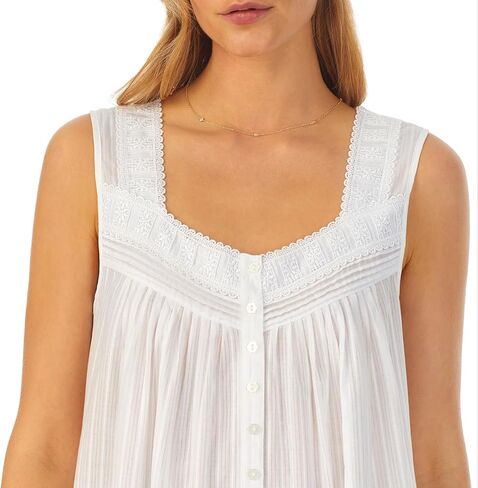 Eileen West Sleepwear & Loungewear for Women - Dobby Stripe Collection - 100% Cotton Lightweight Breathable Long Nightgown in Saudi Arabia