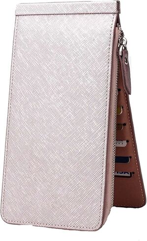 محفظة ميلانيا طويلة متعددة الوظائف، محفظة نسائية بجيب بسحاب من الجلد وحامل بطاقات الائتمان، مع 26 فتحة للبطاقات. in Kuwait