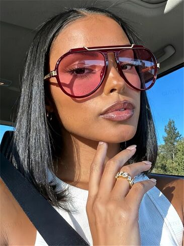 Oversized Aviator Sunglasses for Women Men 2026 70s Retro Gold Metal Sun Glasses Tangle Free Square Aviators in Saudi Arabia