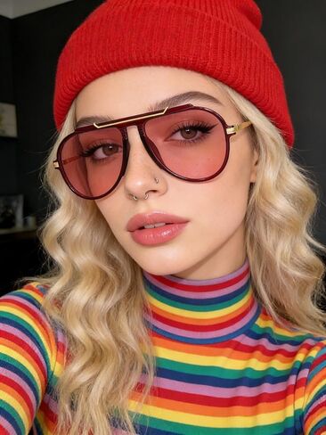 Oversized Aviator Sunglasses for Women Men 2026 70s Retro Gold Metal Sun Glasses Tangle Free Square Aviators in Saudi Arabia