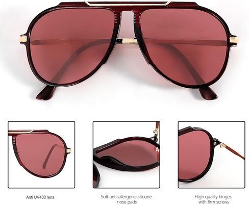 Oversized Aviator Sunglasses for Women Men 2026 70s Retro Gold Metal Sun Glasses Tangle Free Square Aviators in Saudi Arabia