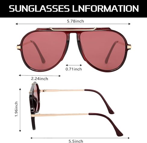 Oversized Aviator Sunglasses for Women Men 2026 70s Retro Gold Metal Sun Glasses Tangle Free Square Aviators in Saudi Arabia