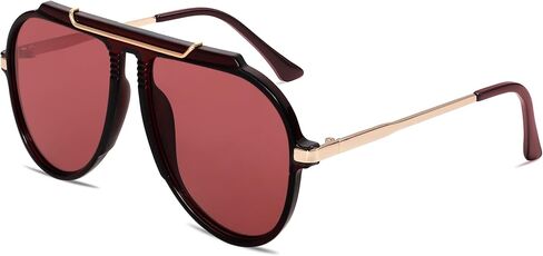 Oversized Aviator Sunglasses for Women Men 2026 70s Retro Gold Metal Sun Glasses Tangle Free Square Aviators in Saudi Arabia