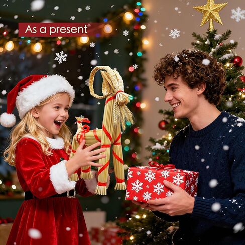 16.1-inch Tall Swedish Straw-Woven Christmas Goat Yule Decoration forome Birthday Party Interior Outdoor Holiday Tradition Decor in Saudi Arabia