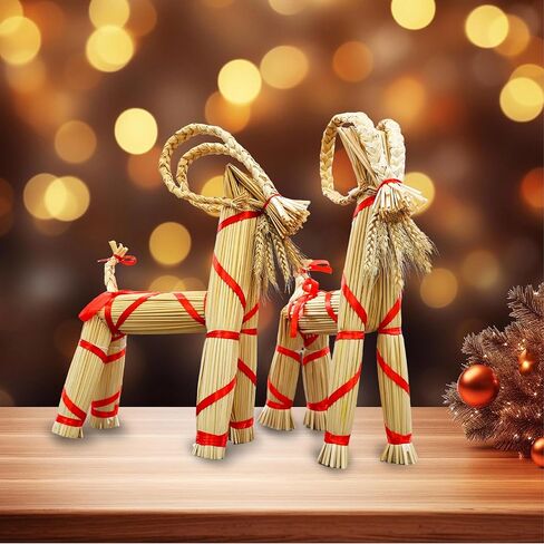 16.1-inch Tall Swedish Straw-Woven Christmas Goat Yule Decoration forome Birthday Party Interior Outdoor Holiday Tradition Decor in Saudi Arabia