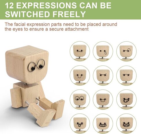 1PCS Shaking Feet Wooden Doll, Tiny Wooden Shaking Man Doll with Spring Legs with 12pcs Magnetic Expressions Funny Cars Ornaments Wood Desktop Decor, Car Dashboard Accessories in Saudi Arabia