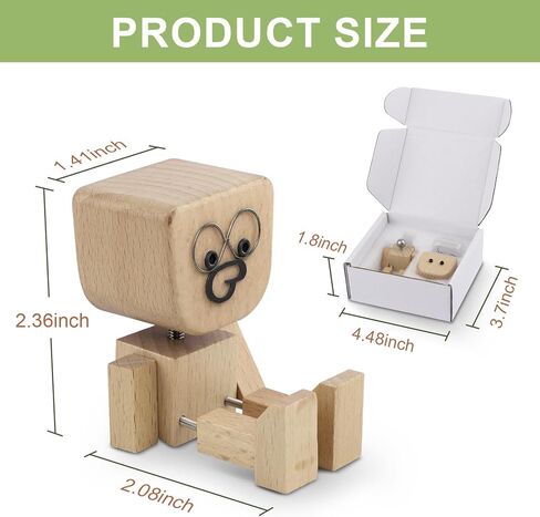 1PCS Shaking Feet Wooden Doll, Tiny Wooden Shaking Man Doll with Spring Legs with 12pcs Magnetic Expressions Funny Cars Ornaments Wood Desktop Decor, Car Dashboard Accessories in Saudi Arabia