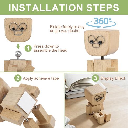 1PCS Shaking Feet Wooden Doll, Tiny Wooden Shaking Man Doll with Spring Legs with 12pcs Magnetic Expressions Funny Cars Ornaments Wood Desktop Decor, Car Dashboard Accessories in Saudi Arabia