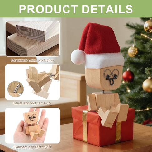 1PCS Shaking Feet Wooden Doll, Tiny Wooden Shaking Man Doll with Spring Legs with 12pcs Magnetic Expressions Funny Cars Ornaments Wood Desktop Decor, Car Dashboard Accessories in Saudi Arabia